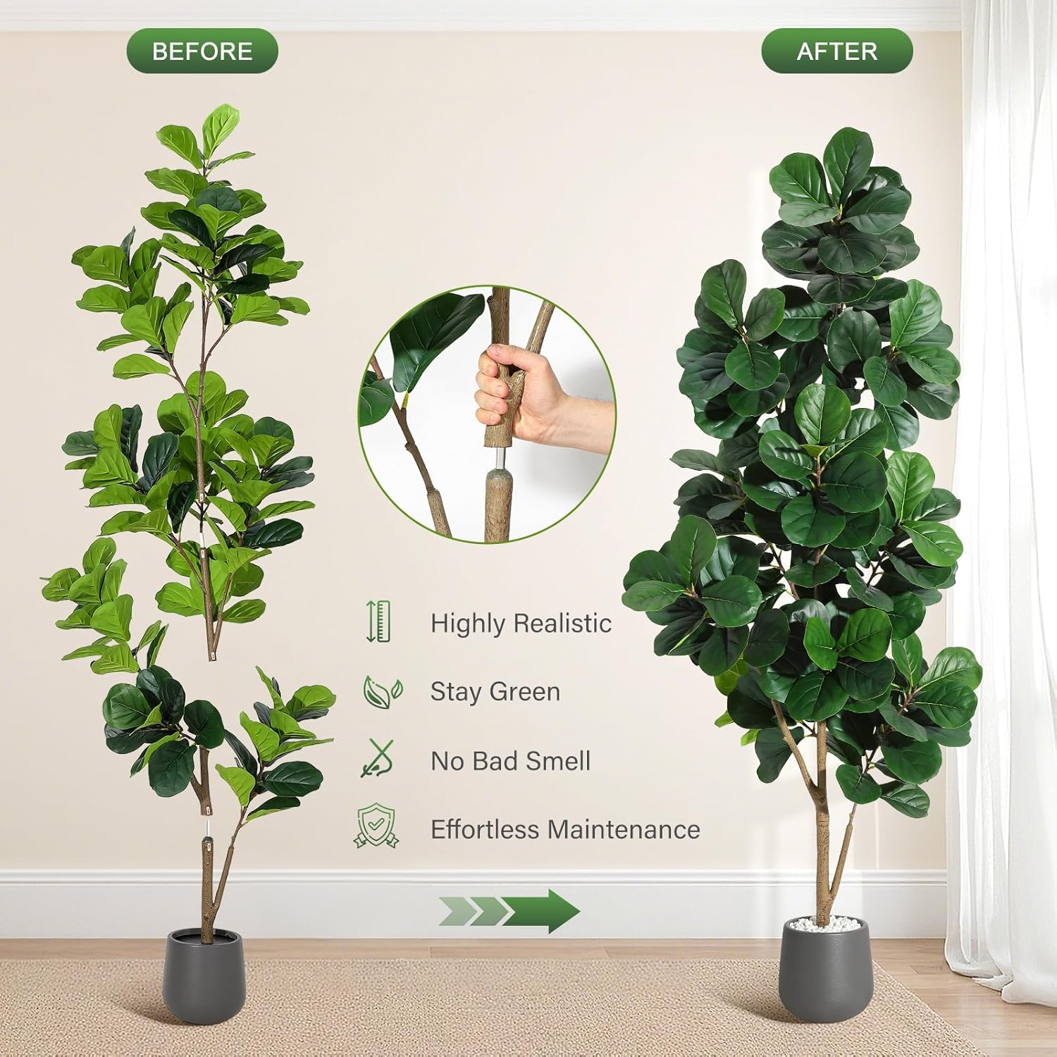 4FT/5FT/6FT/7FT Fiddle Leaf Vi - Ficus Lyrata Tree recensie en prijs
